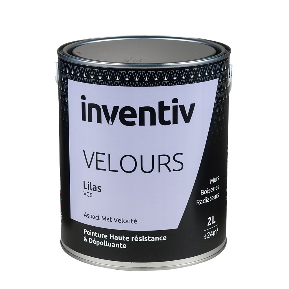 Peinture haute résistance & dépolluante Velours 2L Lilas VG6 - INVENTIV