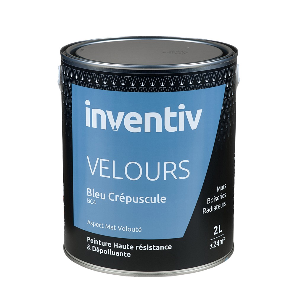Peinture haute résistance & dépolluante Velours 2L Bleu crépuscule BC4 - INVENTIV