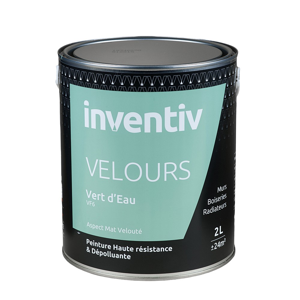 Peinture haute résistance & dépolluante Velours 2L Vert d'eau VF6 - INVENTIV