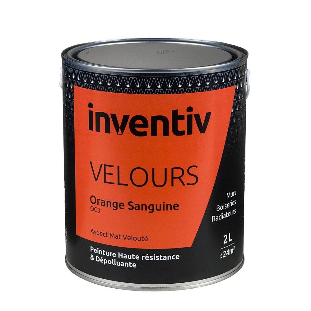 Peinture haute résistance & dépolluante Velours 2L Orange sanguine OC3 - INVENTIV