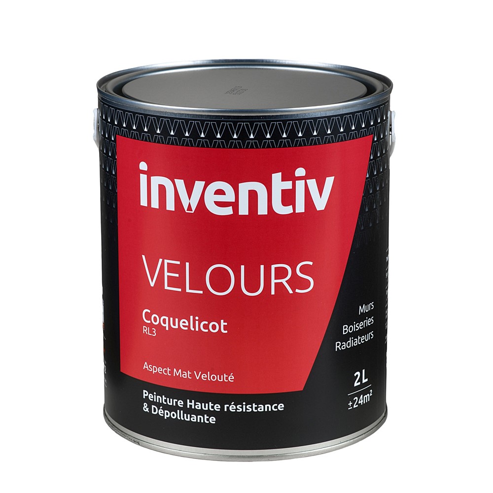 Peinture haute résistance & dépolluante Velours 2L Coquelicot RL3 - INVENTIV