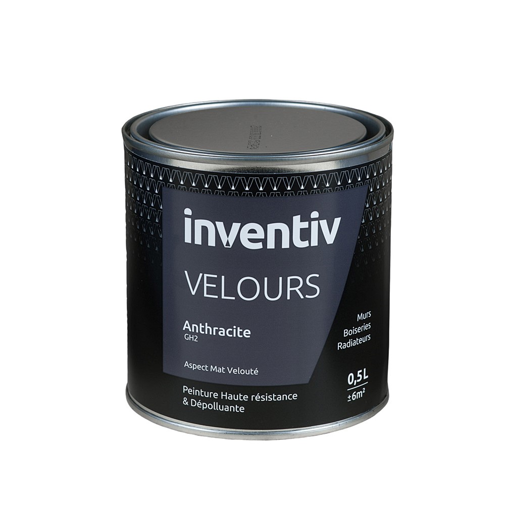 Peinture haute résistance & dépolluante Velours 0,5L Anthracite GH2 - INVENTIV