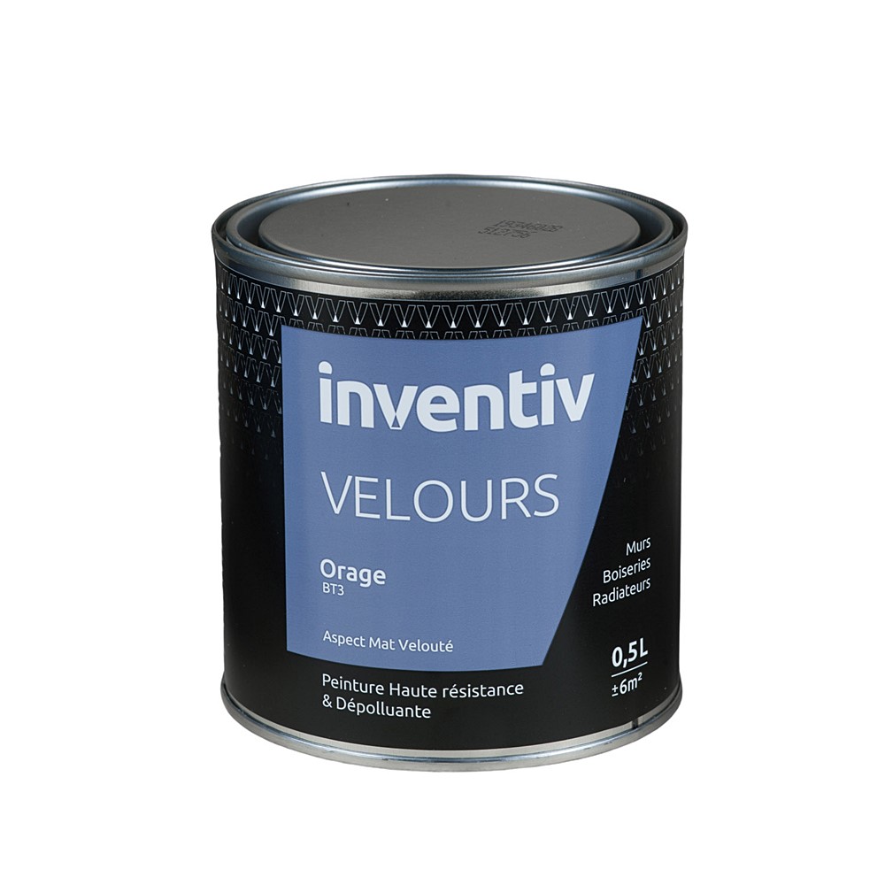 Peinture haute résistance & dépolluante Velours 0,5L Orage BT3 - INVENTIV