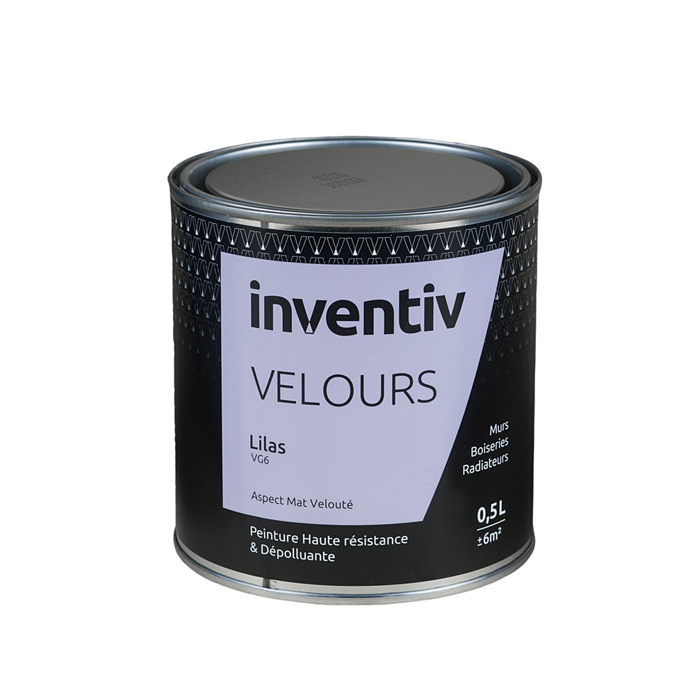 Peinture haute résistance & dépolluante Velours 0,5L Lilas VG6 - INVENTIV