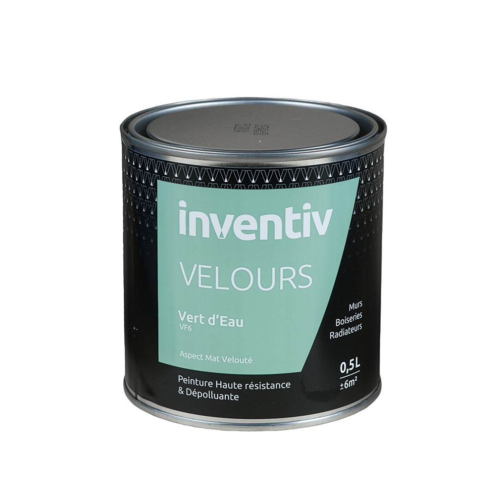 Peinture haute résistance & dépolluante Velours 0,5L Vert d'eau VF6 - INVENTIV