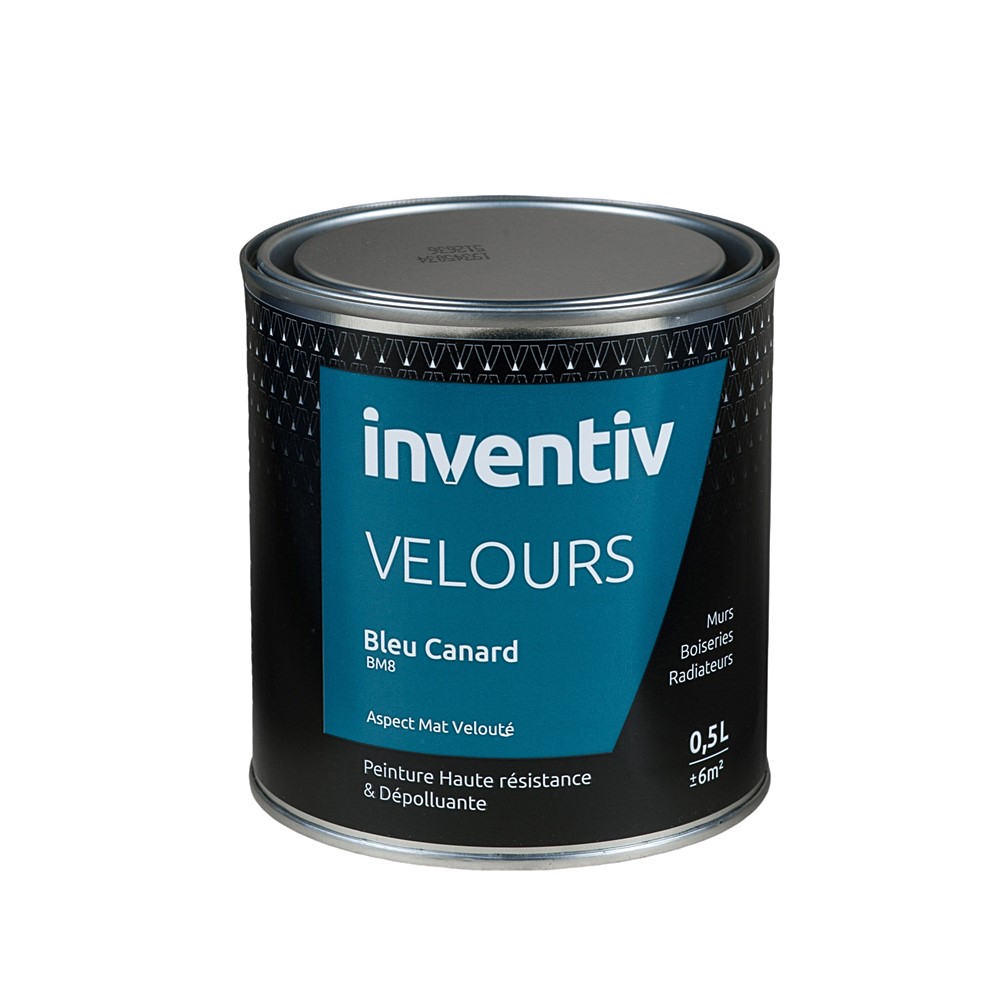 Peinture haute résistance & dépolluante Velours 0,5L Bleu canard BM8 - INVENTIV