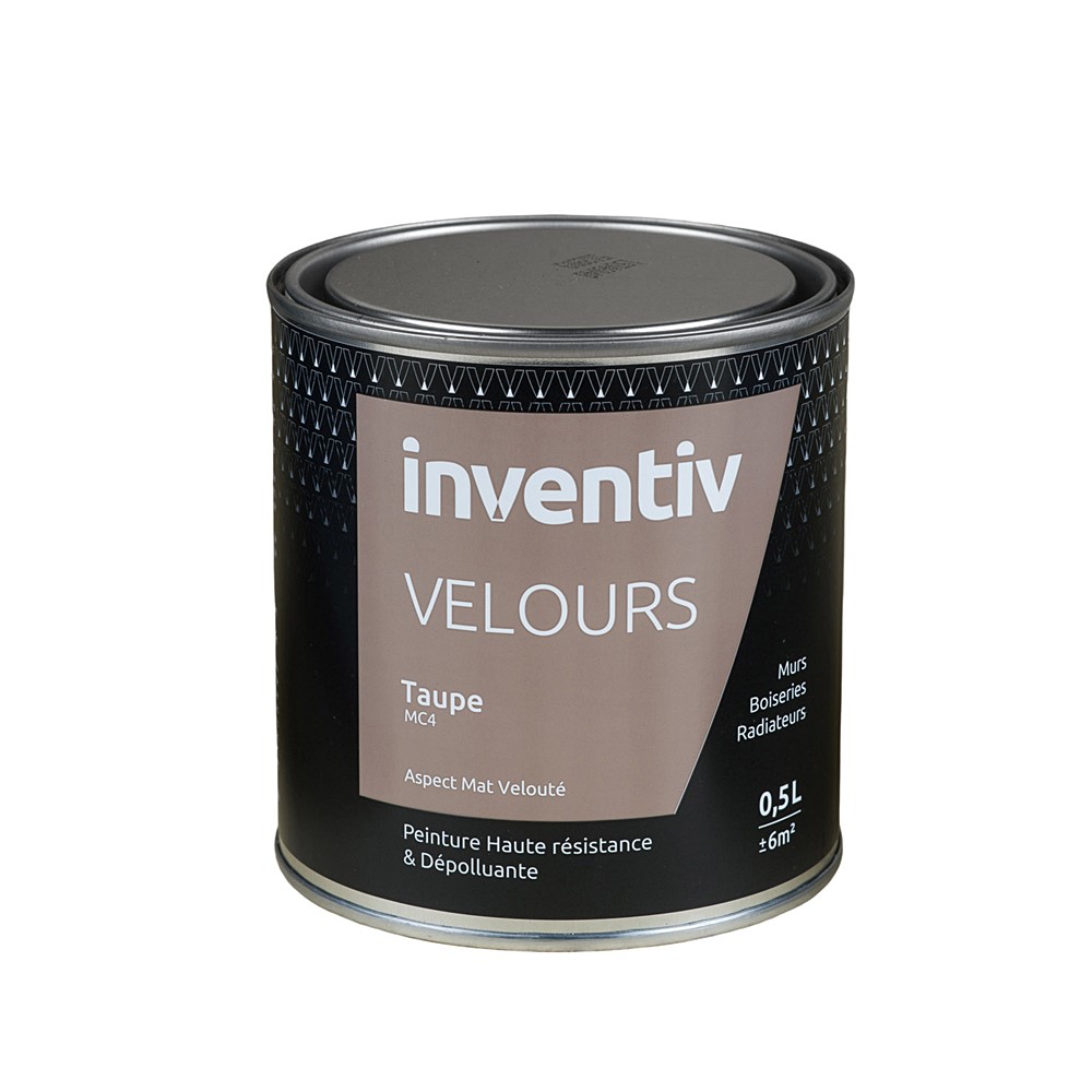 Peinture haute résistance & dépolluante Velours 0,5L Taupe MC4 - INVENTIV