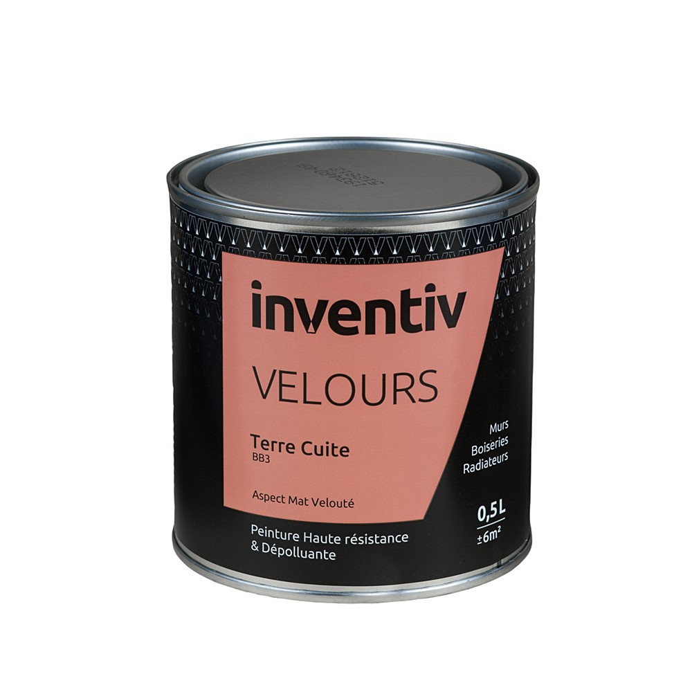 Peinture haute résistance & dépolluante Velours 0,5L Terre cuite BB3 - INVENTIV