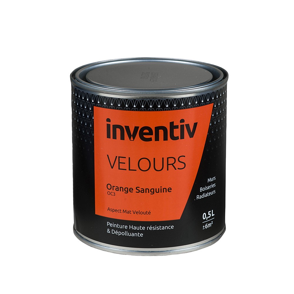 Peinture haute résistance & dépolluante Velours 0,5L Orange sanguine OC3 - INVENTIV