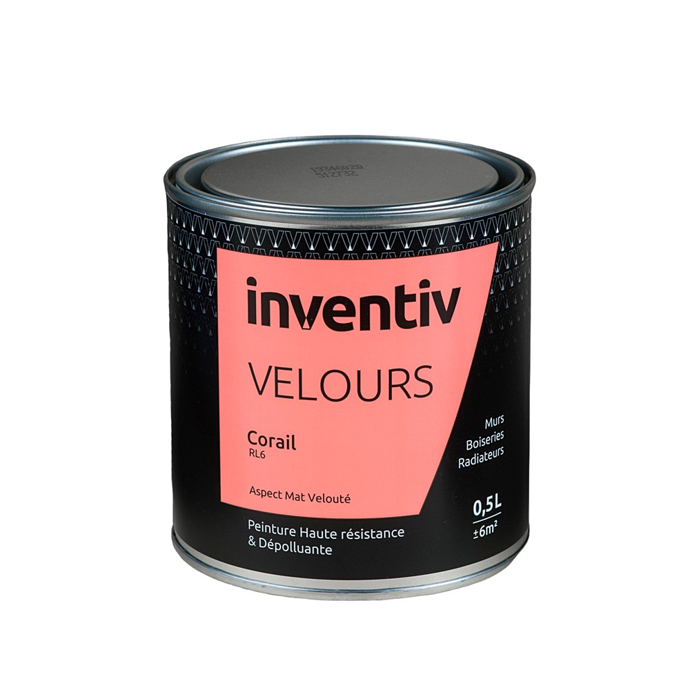 Peinture haute résistance & dépolluante Velours 0,5L Corail RL6 - INVENTIV