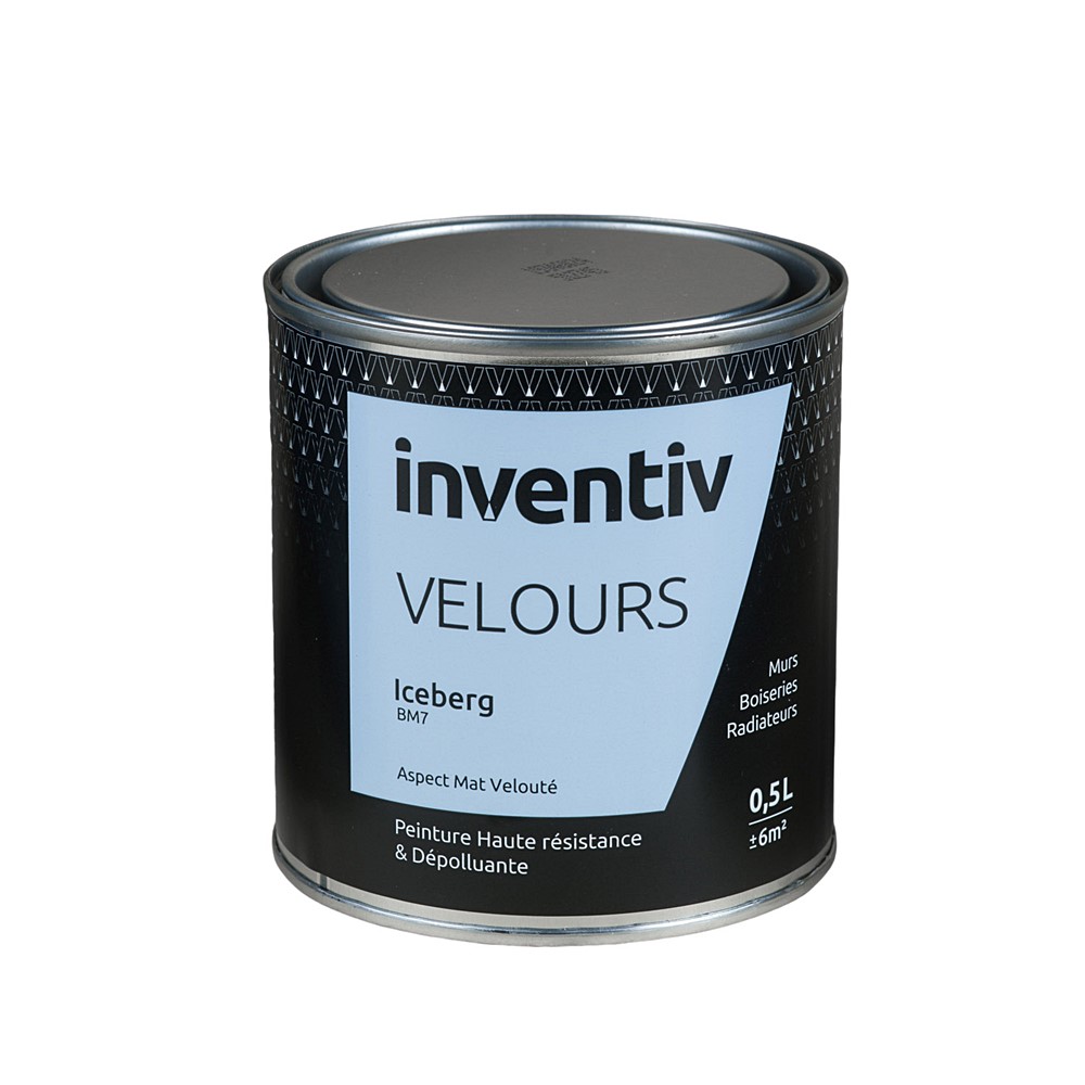 Peinture haute résistance & dépolluante Velours 0,5L Iceberg BM7 - INVENTIV