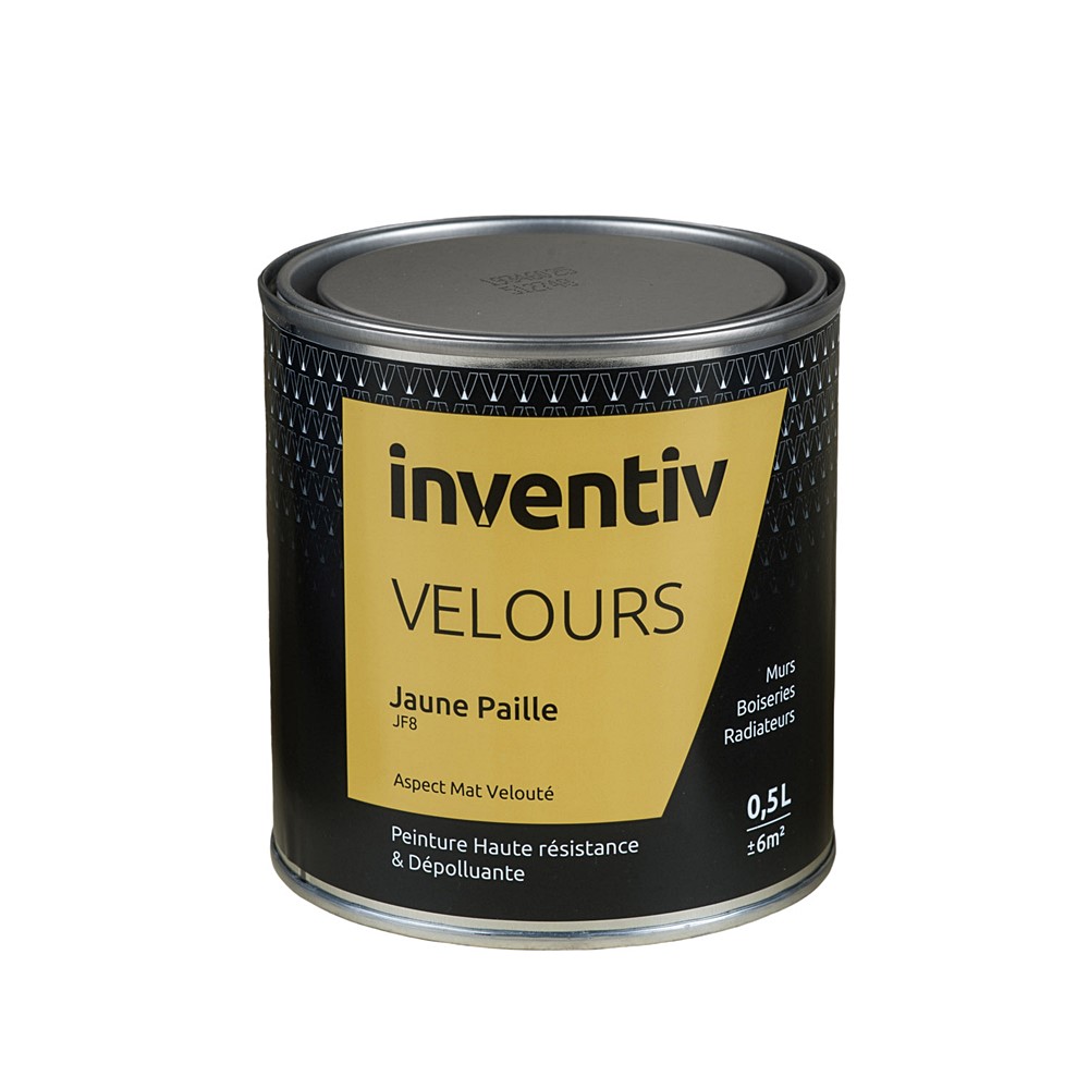 Peinture haute résistance Velours 0,5L Jaune paille - INVENTIV