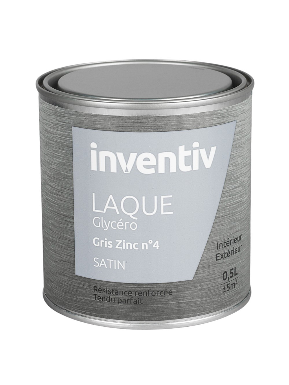 Peinture Laque Glycéro Gris zinc n°4 Satin 0,5L - INVENTIV