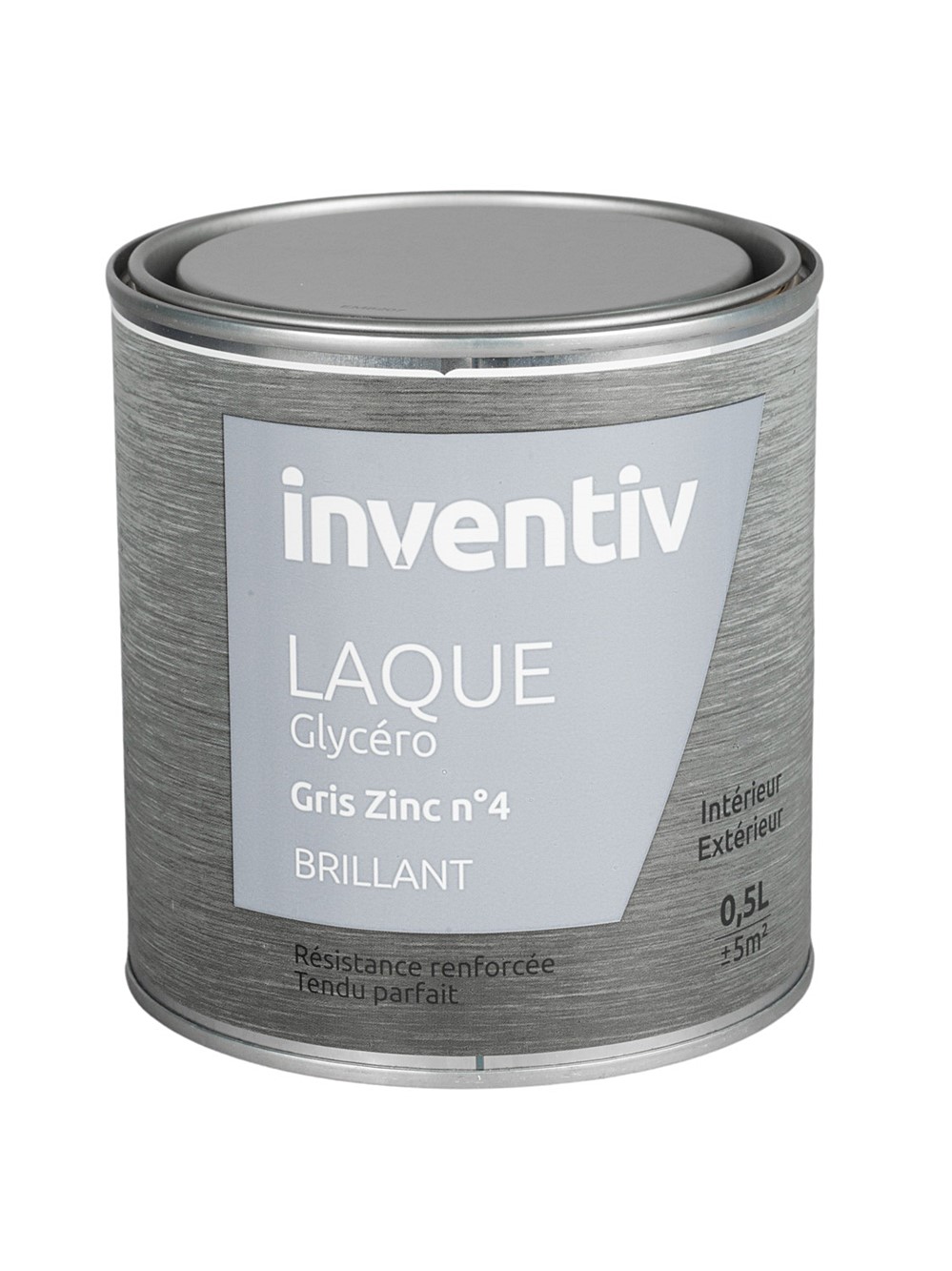 Peinture Laque Glycéro Gris zinc n°4 Brillant 0,5L - INVENTIV