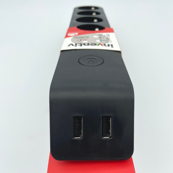 Multiprise 5 Prises 2P+T 16A Interrupteur 2 USB 1,50m Gris Noir -  Mr.Bricolage
