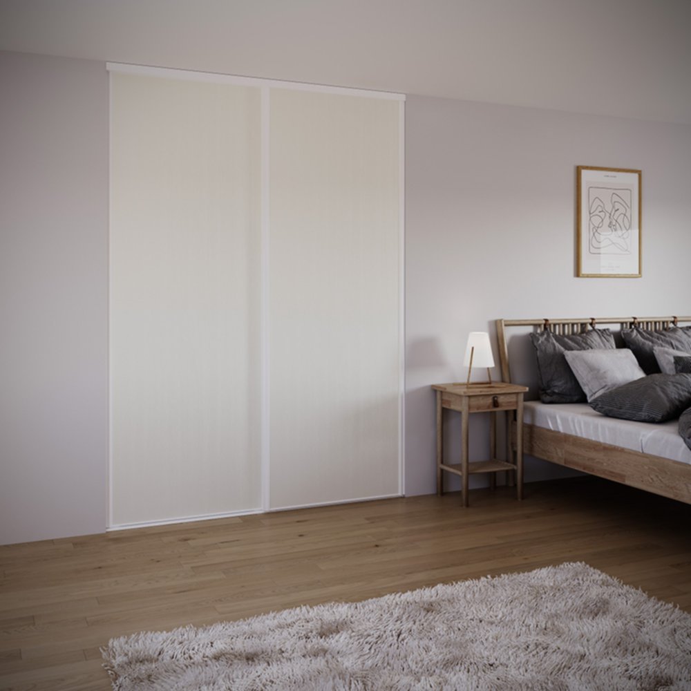 Porte de placard coulissante Blanc Architecte profil Blanc H.248,5xL.62,2cm - INVENTIV