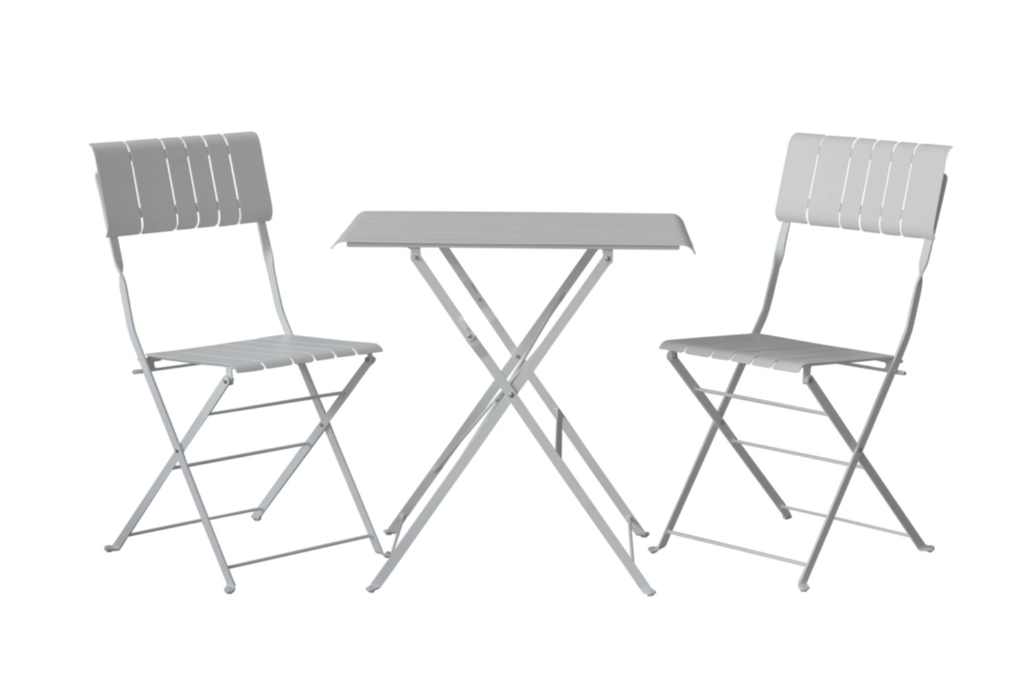 Table de balcon et 2 chaises de jardin acier Zest blanc mat - INVENTIV