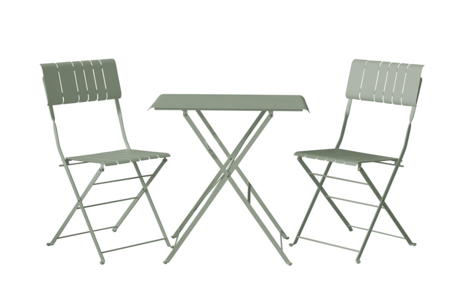 Table de balcon et 2 chaises de jardin acier Zest vert cactus - INVENTIV