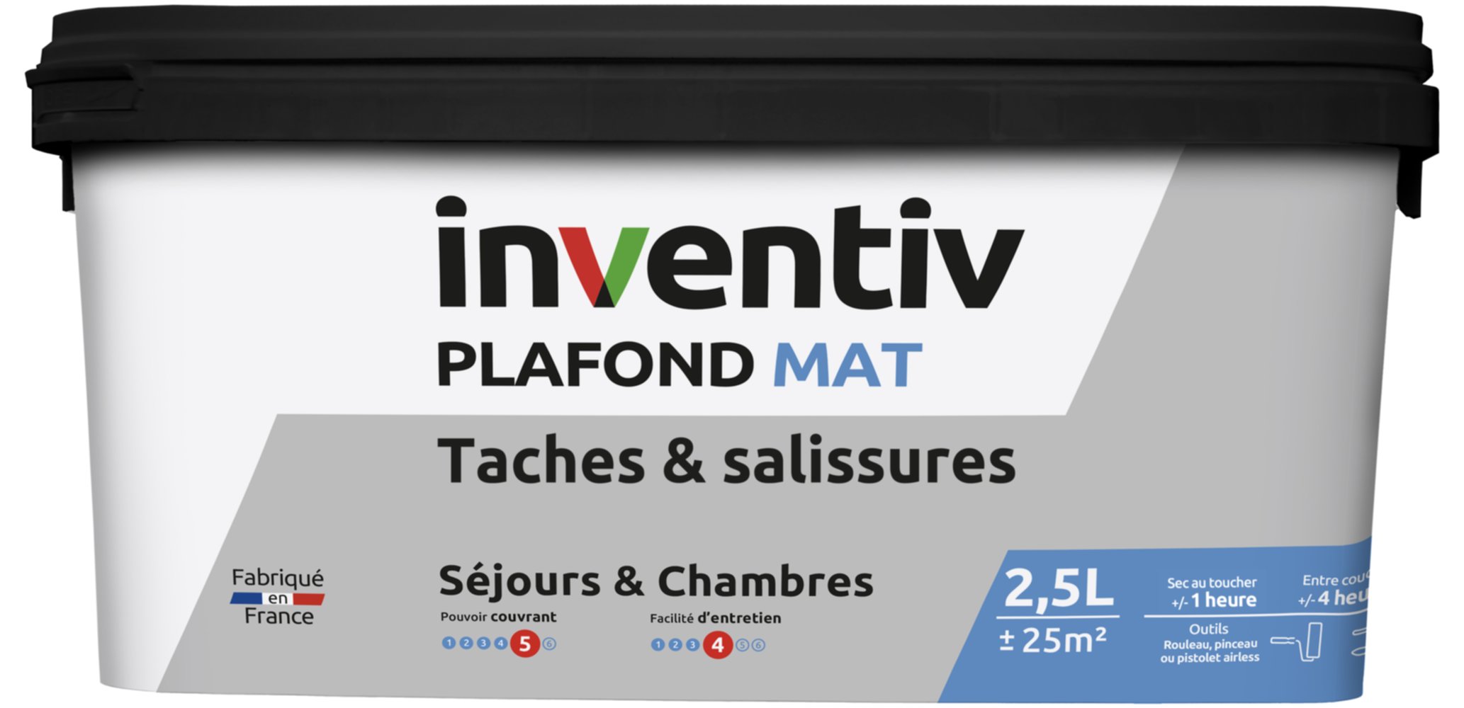 Peinture plafond tâches et salissures mat Plafond & séjour 2,5L - INVENTIV