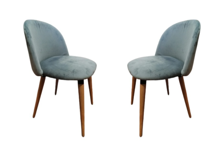 2 chaises en bois Alya velours gris - INVENTIV