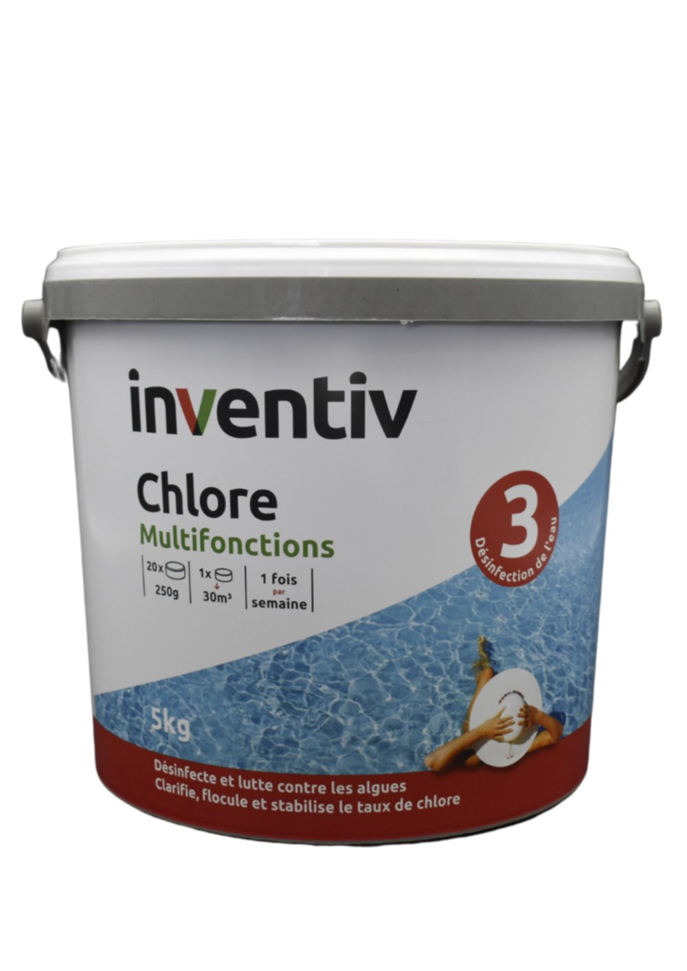 Chlore permanent galet 250g 5 kg - INVENTIV