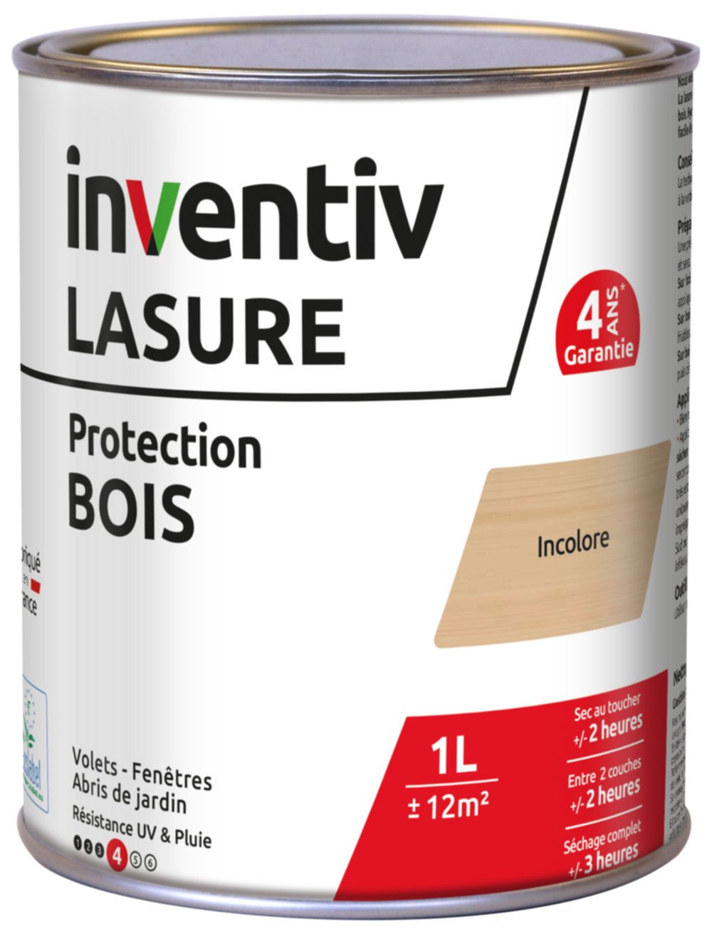 Lasure 4 ans incolore 1 L - INVENTIV