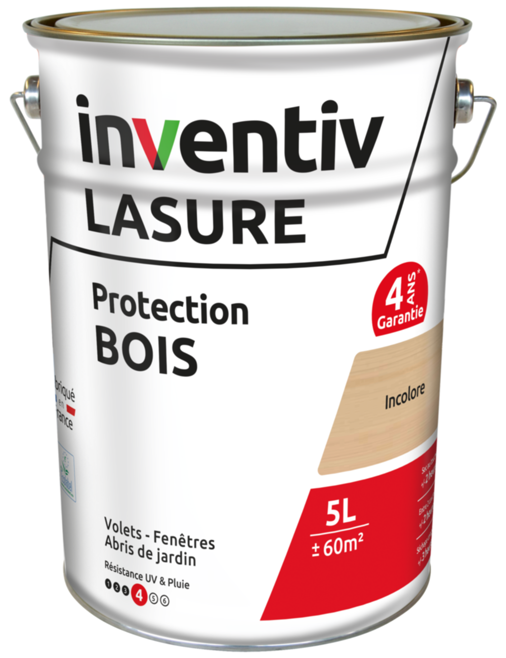 Lasure 4 ans Chêne Moyen 5L - INVENTIV