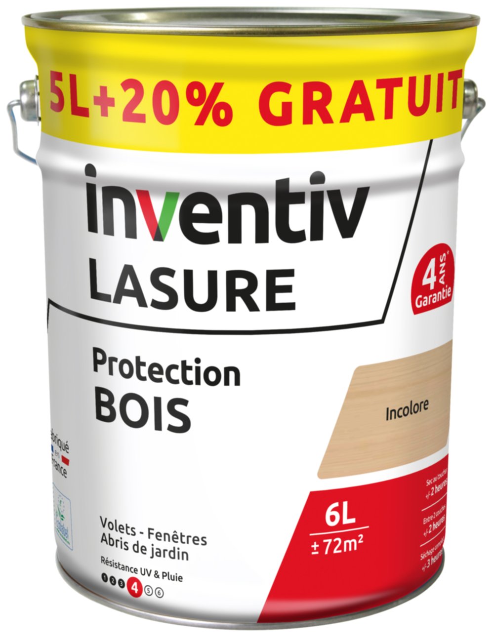 Lasure 4 ans incolore 5 L+20% - INVENTIV