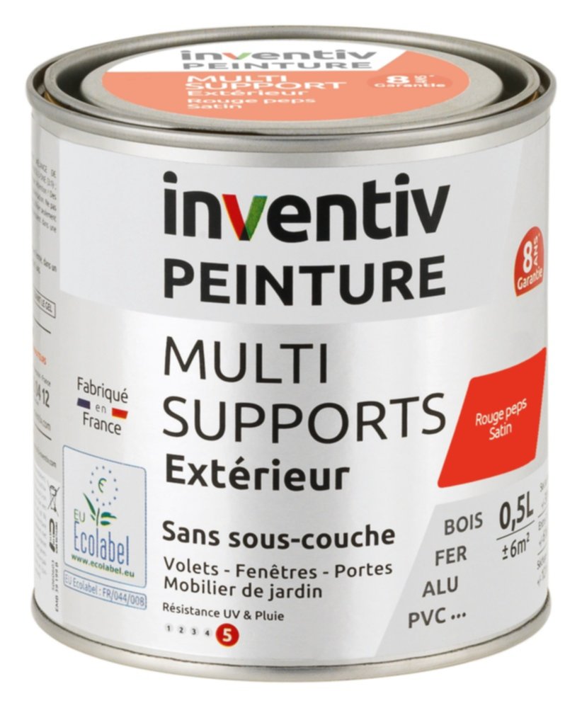 Peinture Extérieure Bois Fer Plastique Rouge Peps Satiné 0,5L - INVENTIV