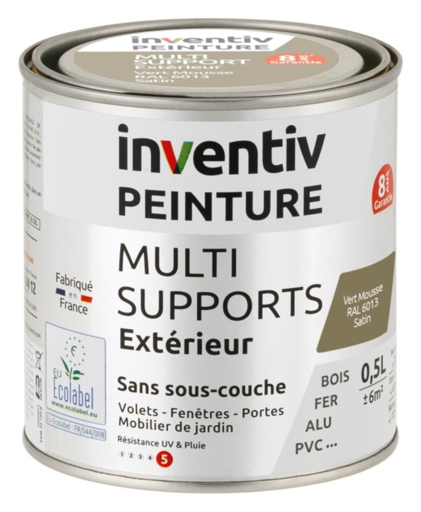 Peinture Extérieure Bois Fer Plastique Marron Satiné 0,5L - INVENTIV