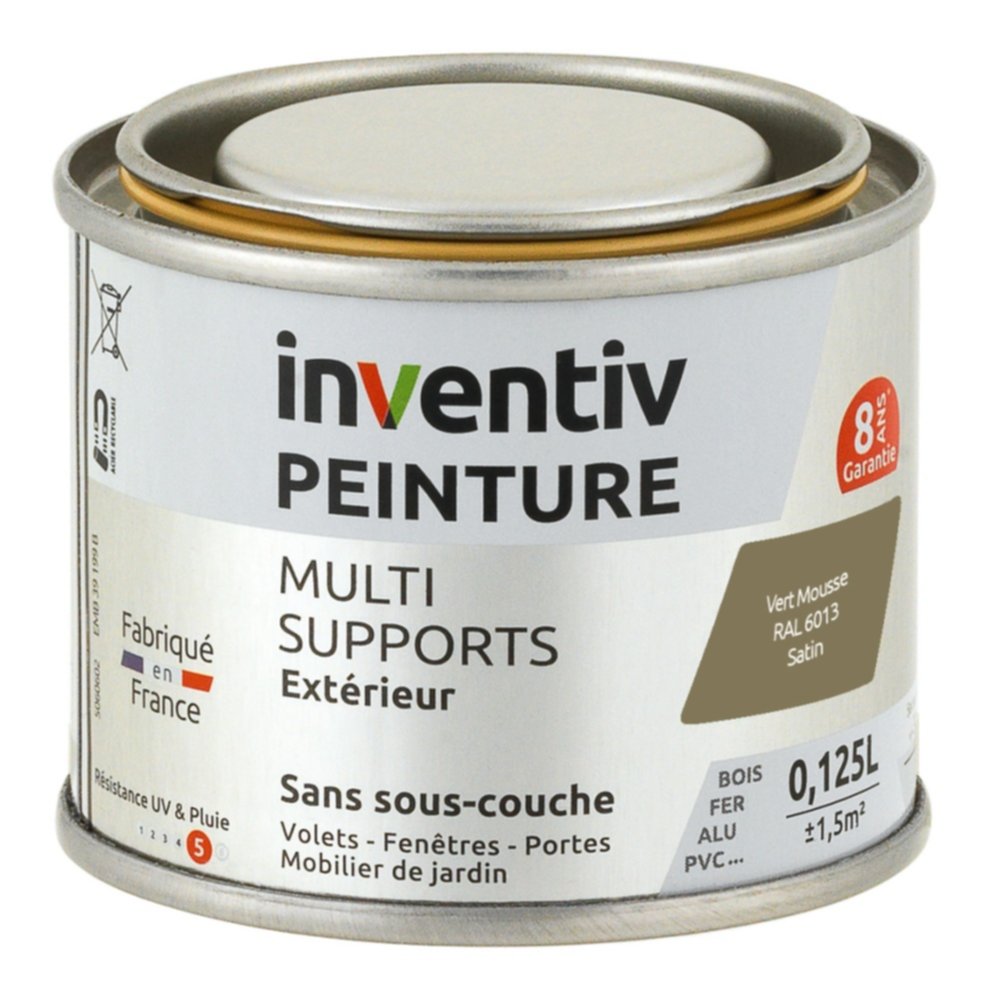 Peinture Extérieure Bois Fer Plastique Marron Satiné 0,125L - INVENTIV