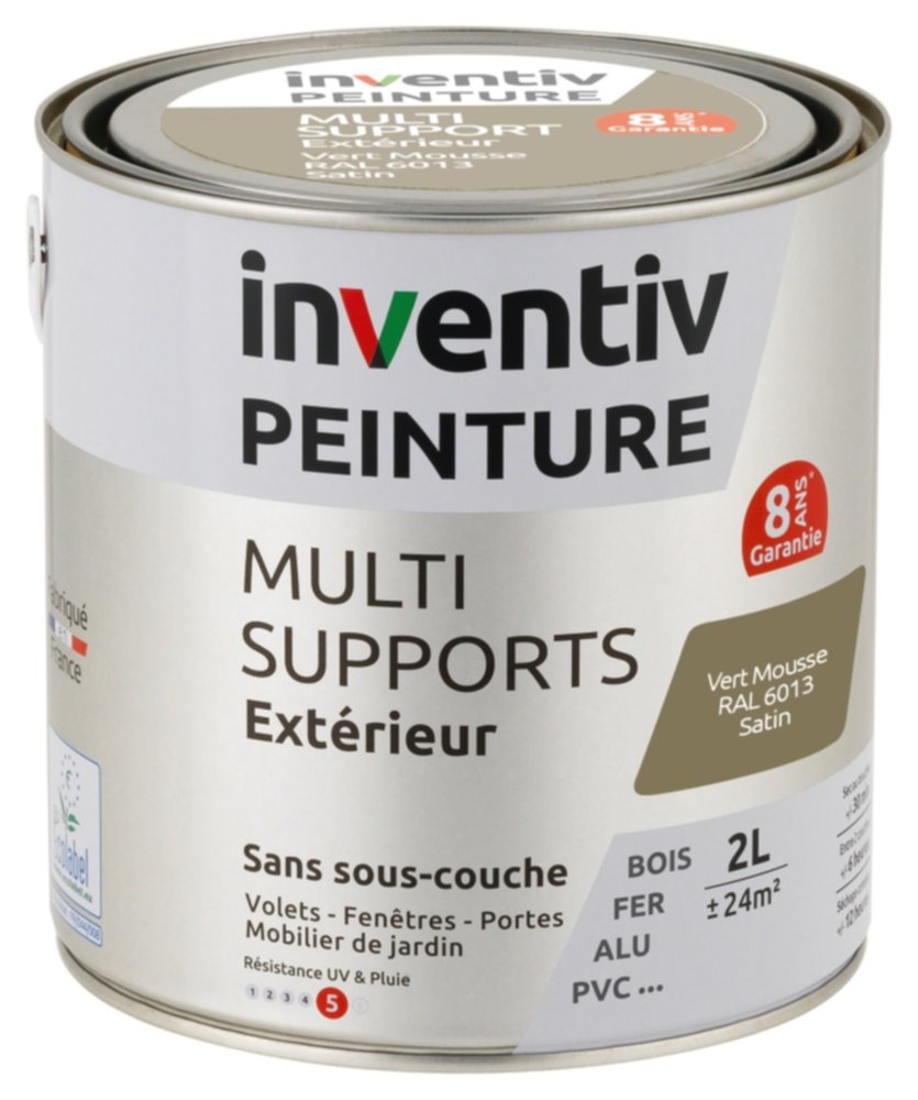 Peinture Extérieure Bois Fer Plastique Marron Satiné 2L - INVENTIV