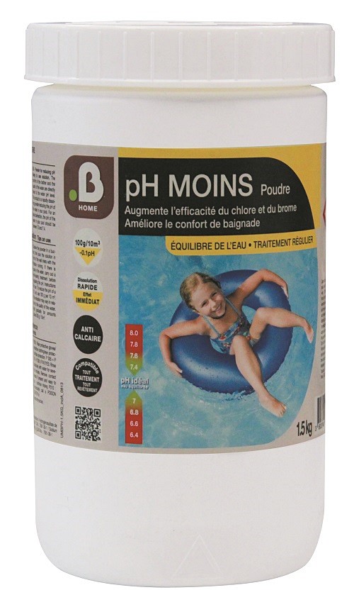 Poudre pH moins traitement piscine 1,5kg - B HOME