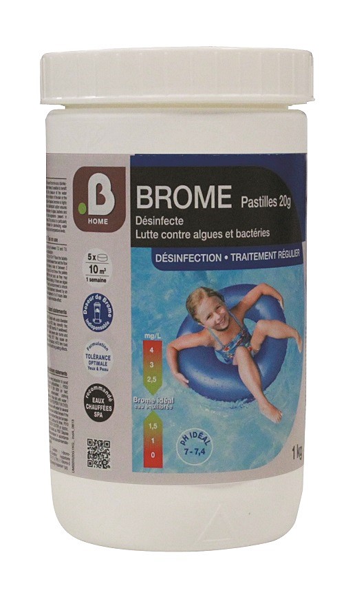 Brome pastille 20Gr traitement désinfectant eau piscine spa 1KG