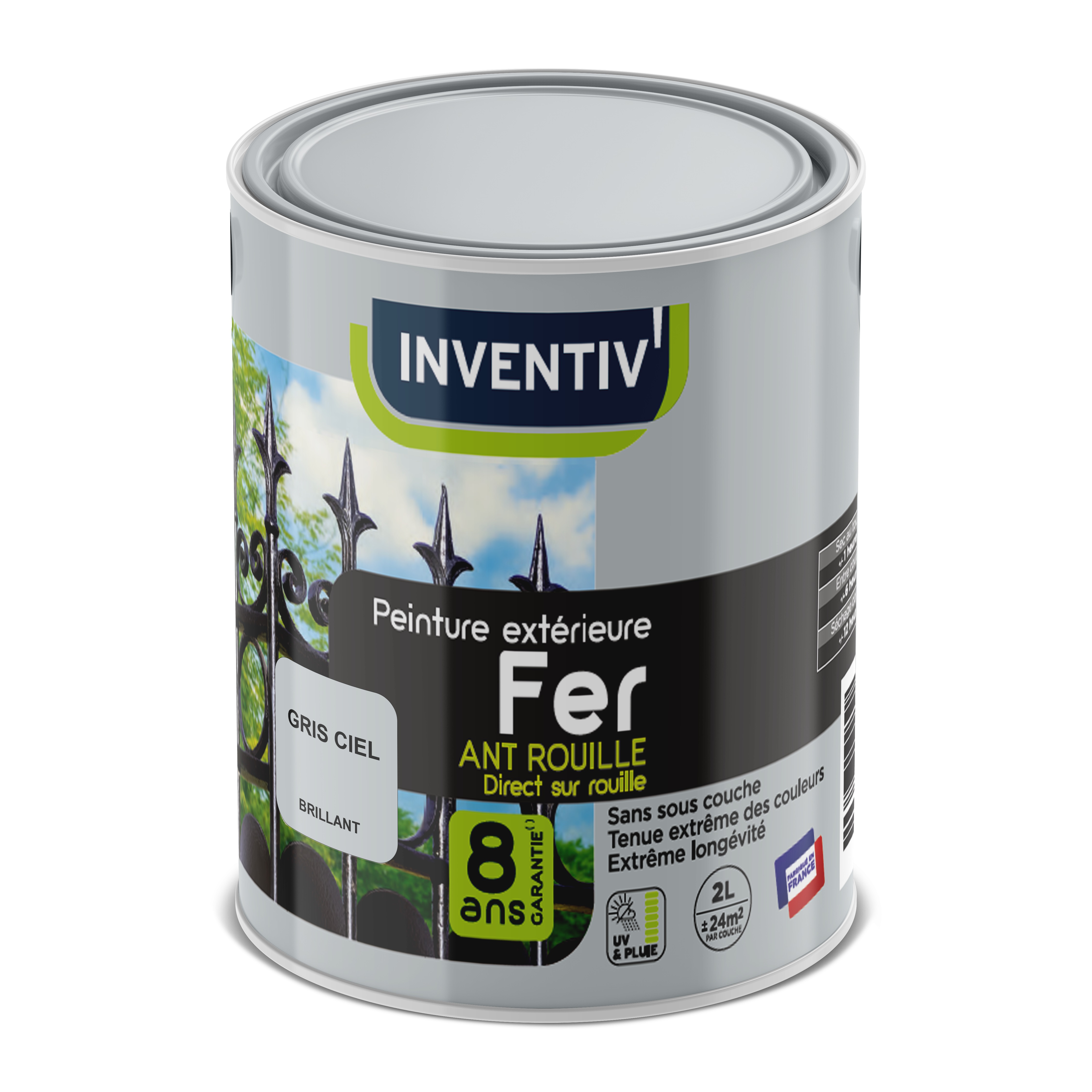 Peinture fer antirouille ciel brillant 2L - INVENTIV