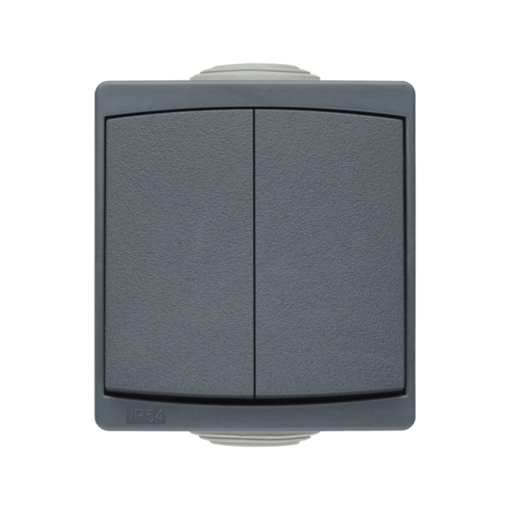 Double interrupteur vaetvient en saillie Subline gris IP54 - INVENTIV