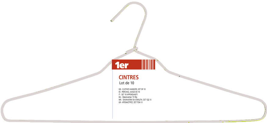 Lot de 10 cintres fils - 1ER