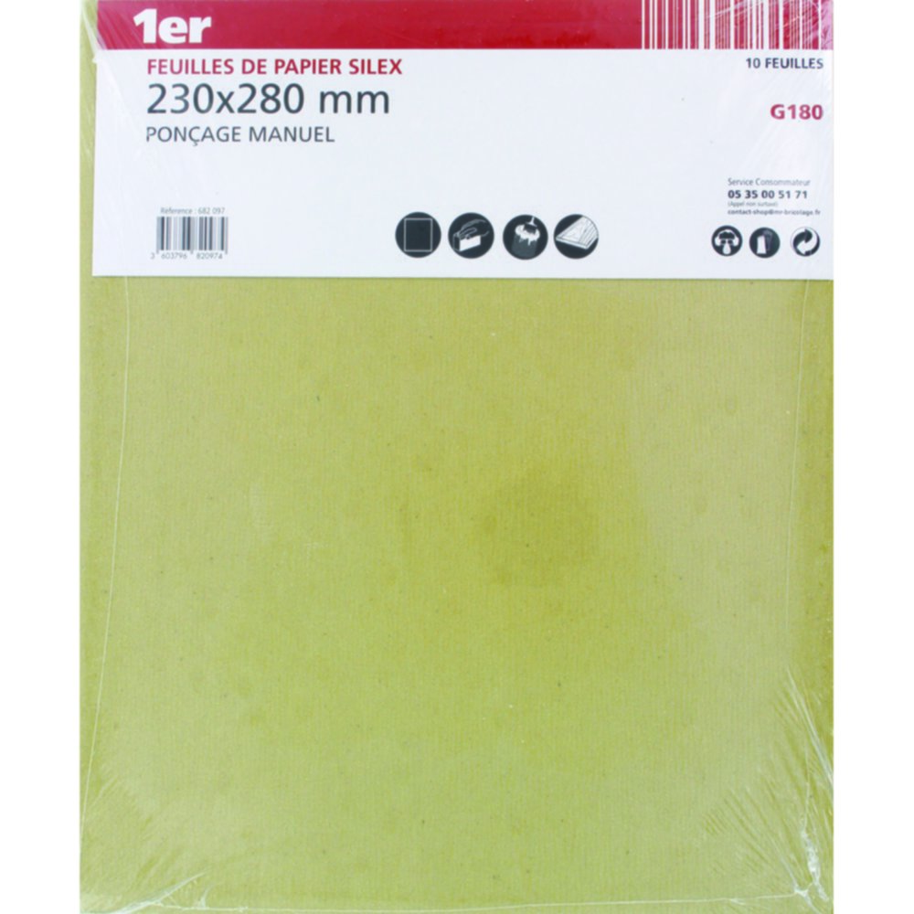 10 feuilles de Papier Silex 230 x 280 mm GR180 - 1ER