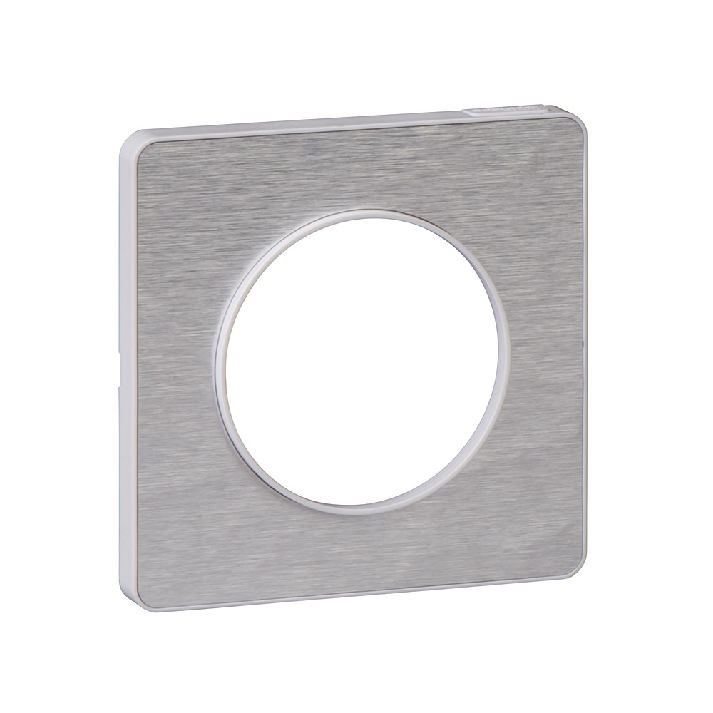 Plaque 1 poste aluminium lisere blanc - Odace touch - SCHNEIDER ELECTRIC