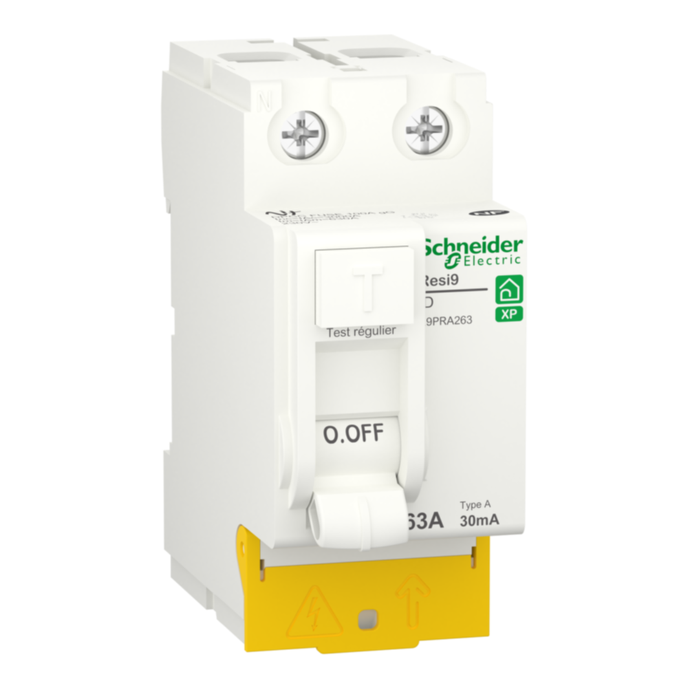 Interrupteur différentiel 2P 63A 30mA Type A Resi9 XP - SCHNEIDER ELECTRIC