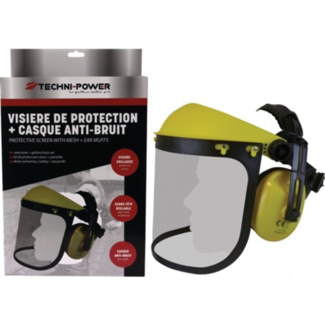 Visiere de protection + casque anti-bruit - TECHNI POWER