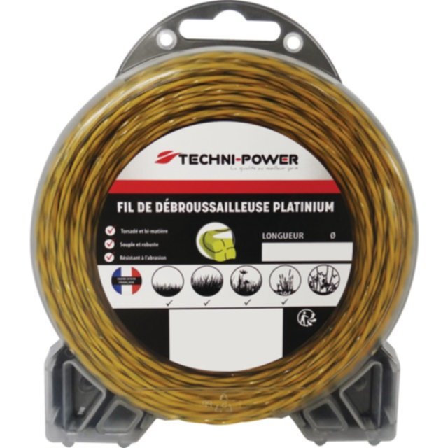 Fil de débroussailleuse torsadé platinium 1,6mm 15m - TECHNI POWER