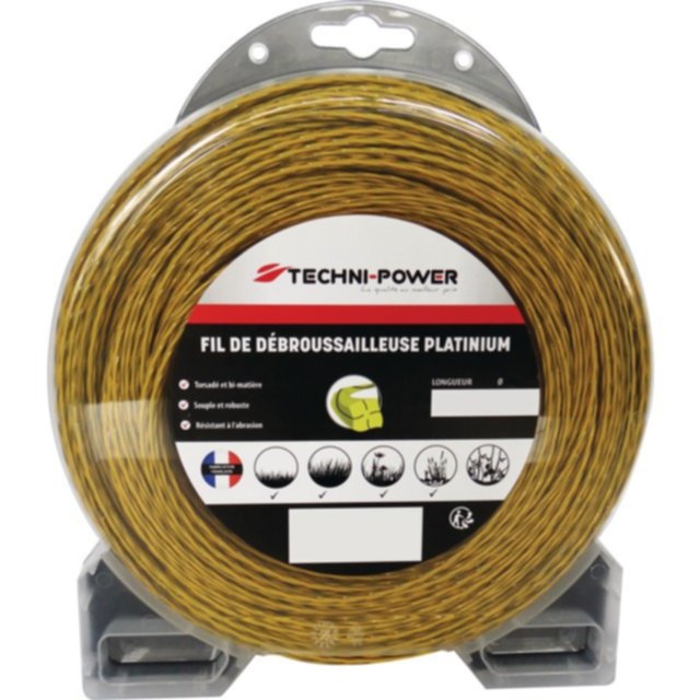 Fil de débroussailleuse torsadé platinium 4mm 23m - TECHNI POWER