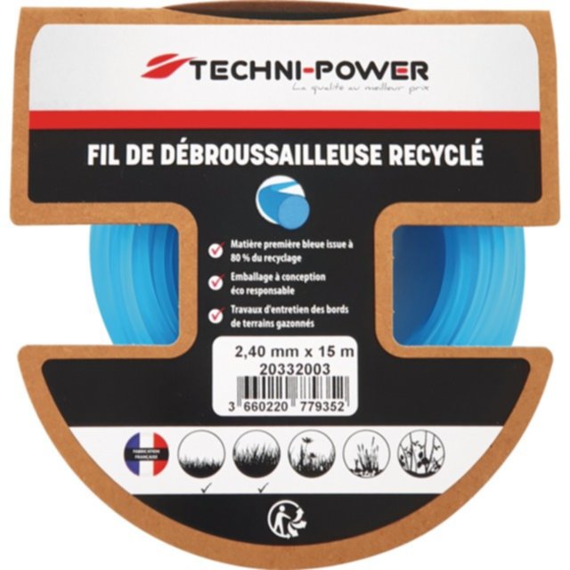 Fil de débroussailleuse rond recycle ø 2,4 mm / 15 m 