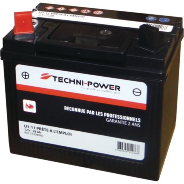 Batterie 12V 28Ah Techni-Power U1R-11 Borne + à Gauche