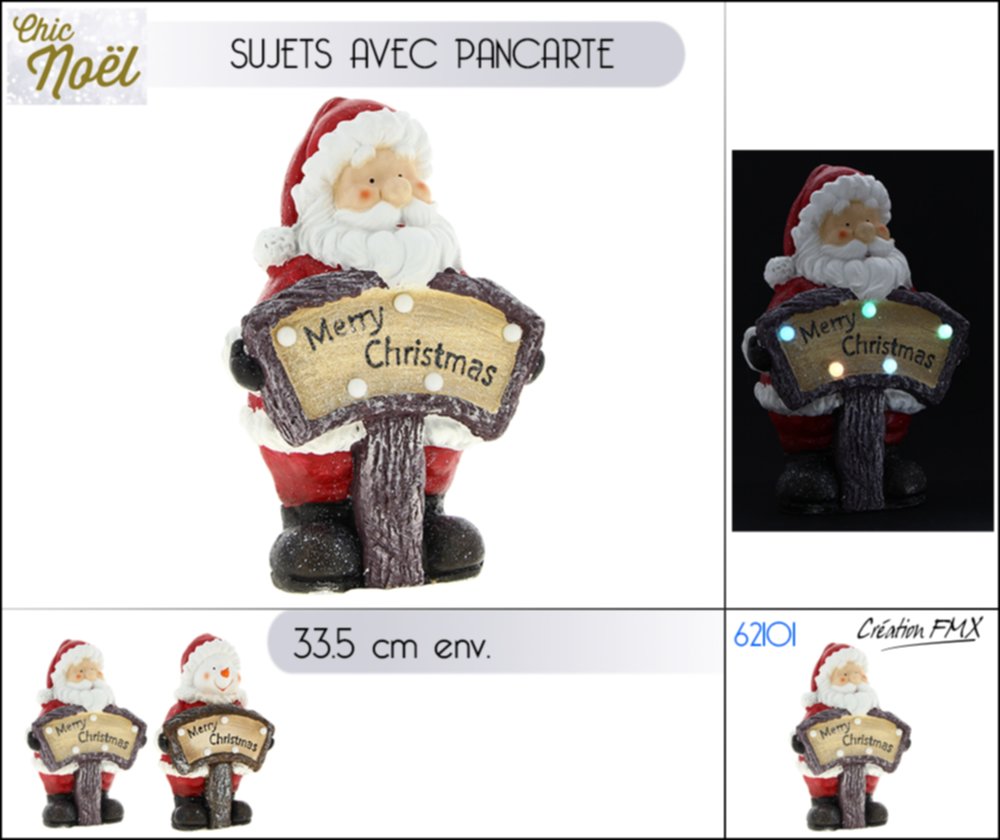 Pére noël led pancarte 34cm