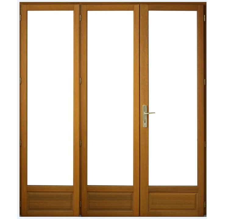 Porte fenêtre 1 vantail en bois exotique H.215 x l. 80 tirant droite - TOTEM