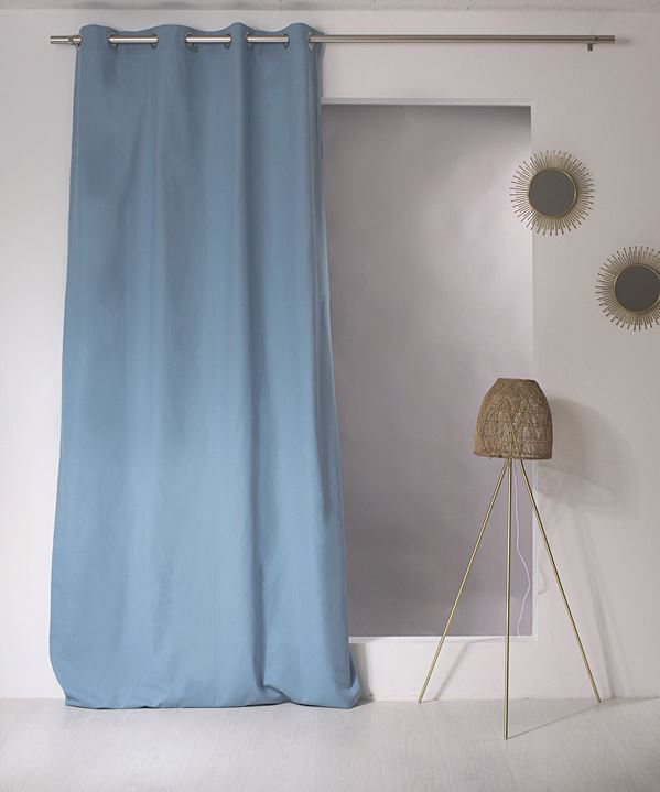 Rideau coton 135 x 240 cm aqua