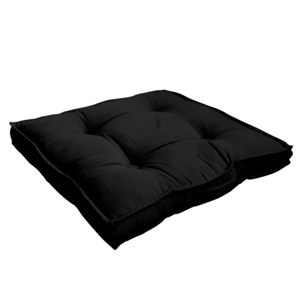 Coussin de sol Panama 50 x 50 x 6 cm coton noir - DECOSTARS