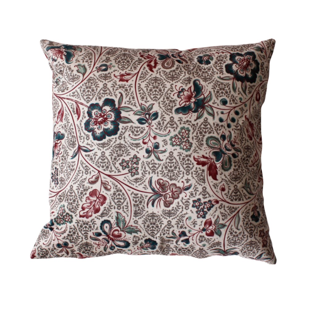 Coussin déhoussable Camelia 40 x 40 cm lie de vin - DECOSTARS